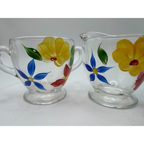 Vintage Bartlett Collins Creamer Sugar Bowl Floral Yellow Blue Gay Fad 50’s Vtg - Picture 8 of 9